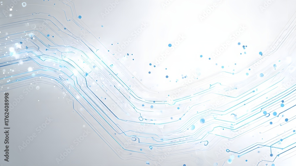 Fototapeta premium Futuristic Technology Network with Glowing Blue Circuits and Data Points