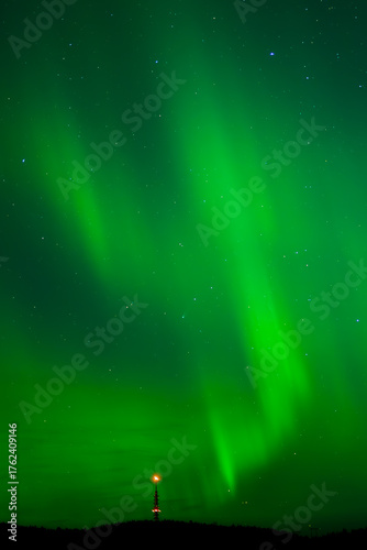 Wall Mural Comet C/2025 A6 (Lemmon) and Northern Lights over Nordic Forest