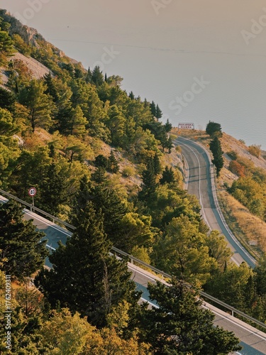Scenic coastal road on Makarska Riviera in Croatia