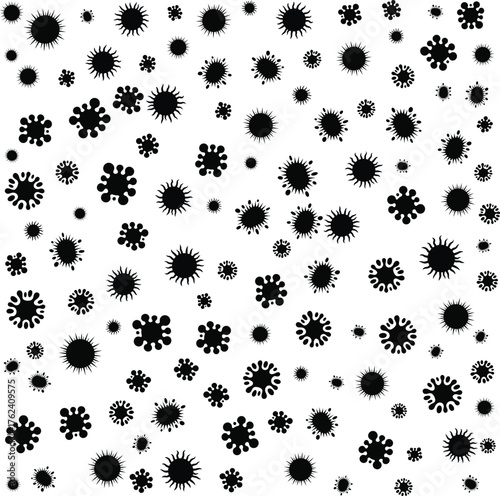 Abstract virus pattern evoking scientific uncertainty with a monochrome stylized background design
