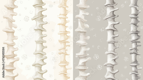 Elegant watercolor femur and joint anatomy illustration on soft pastel medical background, perfect vector layout for orthopedic clinics and educational healthcare materials.