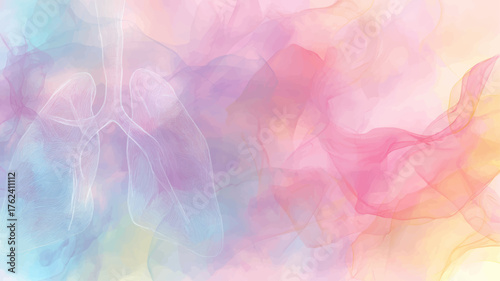 Elegant watercolor lungs anatomy illustration in soft pastel colors, perfect medical vector background for healthcare branding, respiratory awareness, and wellness education designs.