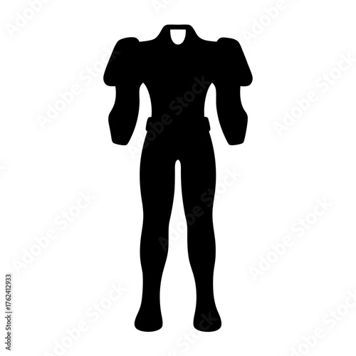 Vector art of silhouette of a futuristic suit, showcasing its sleek design and advanced technology, perfect for scifi enthusiasts