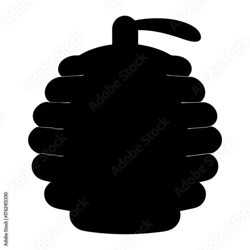 Vector art of silhouette of a beehive with a handle, representing honey production, beekeeping, and the natural worlds sweet bounty