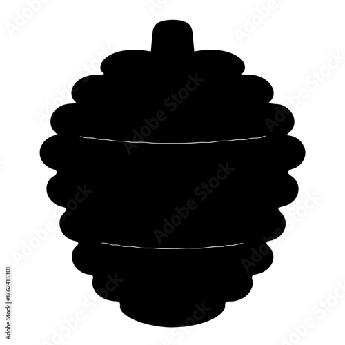 Vector art of silhouette of a beehive, showcasing its intricate structure and honeymaking process, a symbol of community and sweetness