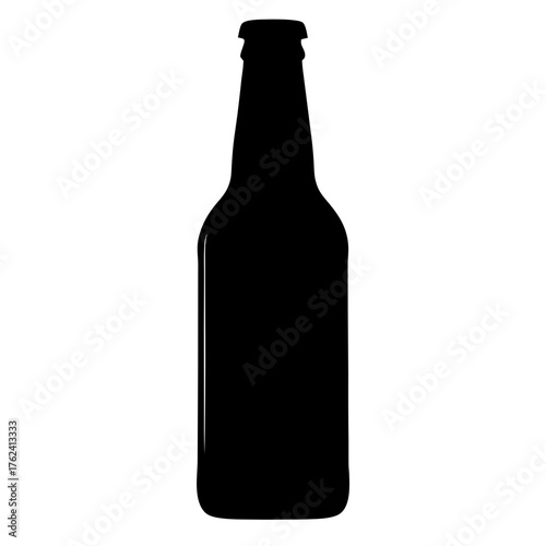 Vector art of silhouette of a beer bottle, showcasing its shape and design against a clean backdrop, ideal for graphic design projects