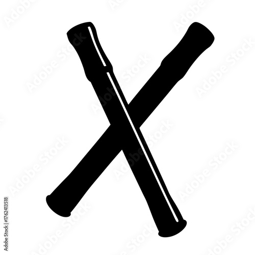 Vector art of crossed sticks illustration, symbolizing prohibition, cancellation, or marking a spot with a simple and graphic design