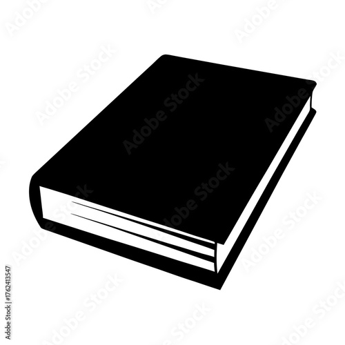 Vector art of a captivating black book, symbolizing knowledge, literature, and the power of storytelling through its simple yet elegant design