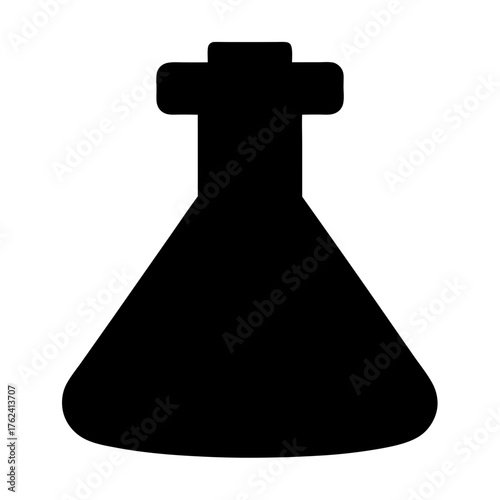 Vector art of erlenmeyer flask, a common laboratory glassware used for mixing, heating, and storing liquids in scientific experiments