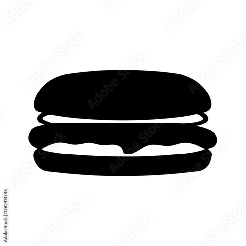 Vector art of burger silhouette, a simple yet effective graphic for menus, websites, and promotional materials related to food
