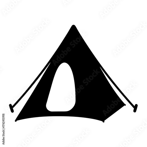 Vector art of a black and white illustration of a tent, perfect for camping, hiking, or outdoor adventurethemed designs and projects