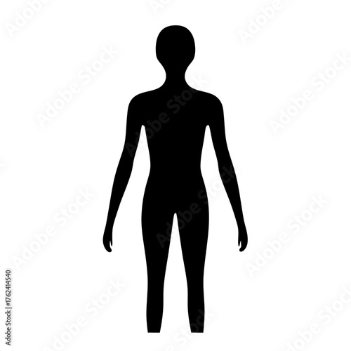 Vector art of a human silhouette, depicting a full body figure with outstretched arms in a simple and elegant representation