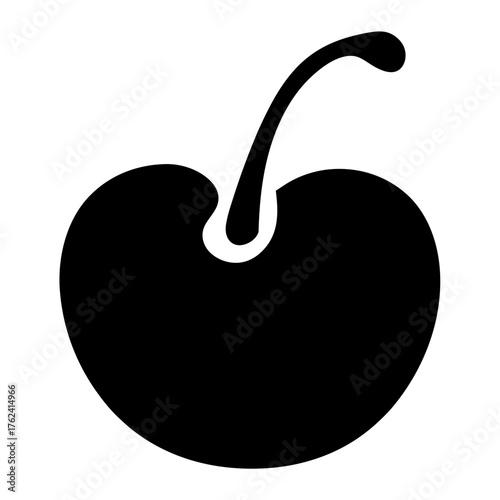 Vector art of a single cherry, showcasing its plump, round shape and delicate stem, a symbol of summer and sweet indulgence