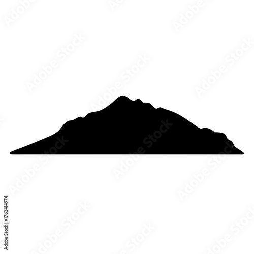 Vector art of silhouette of a mountain range, showcasing its rugged peaks and valleys against a clear sky, creating a sense of adventure