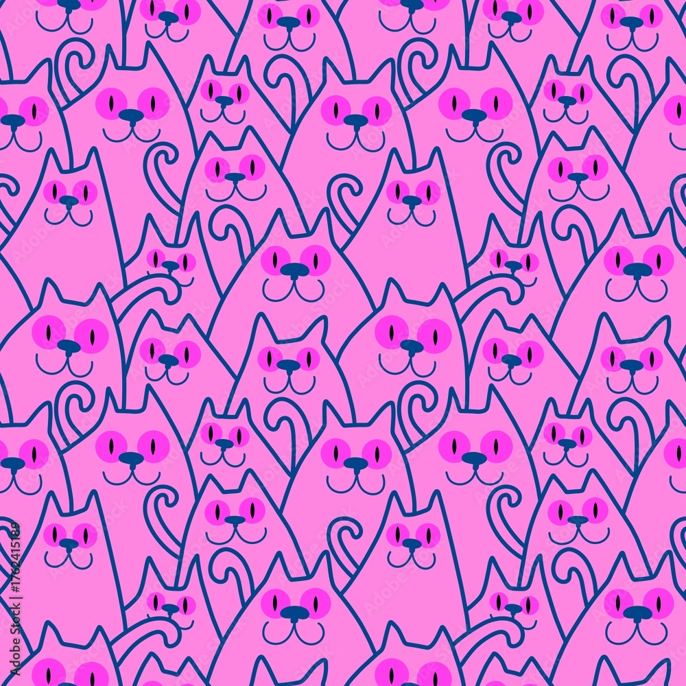 Obraz premium Animals seamless cats pattern for wrapping paper and fabrics and linens and kids clothes print