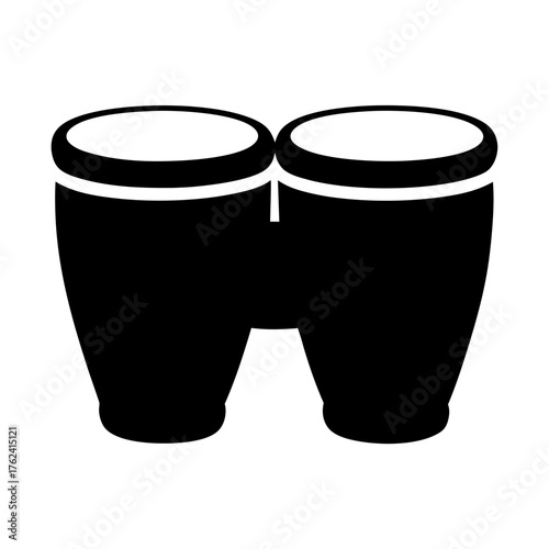 Illustration of a pair of bongos, a percussion instrument commonly used in latin american music and other genres