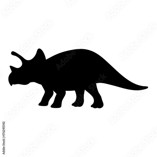 Illustration of a triceratops, a herbivorous dinosaur known for its three horns and large bony frill from the late cretaceous period