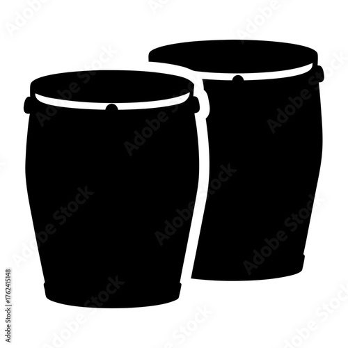 Illustration of a pair of conga drums, a tall, narrow, singleheaded drum from cuba, commonly used in latin music