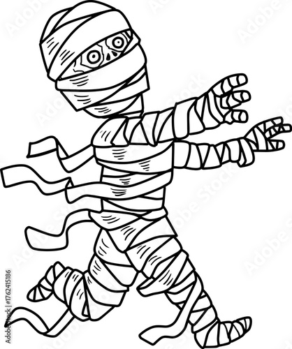 mummy  line vector illustration isolated on white background