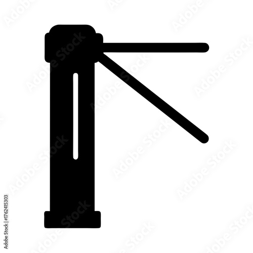 Vector art of silhouette of a turnstile, showcasing its mechanical design, from the base to the rotating arms, capturing the essence of access control