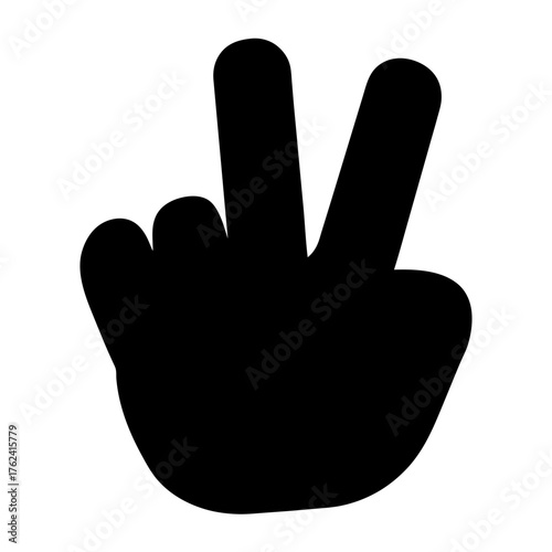 Vector art of a black and white illustration of a hand making a peace sign, , symbolizing peace, unity, and solidarity worldwide