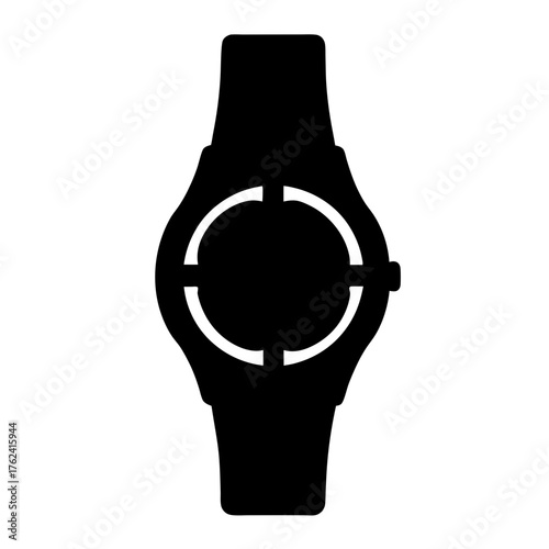 Vector art of elegant wristwatch, showcasing a timeless design with a sleek silhouette and a minimalist dial for sophisticated style