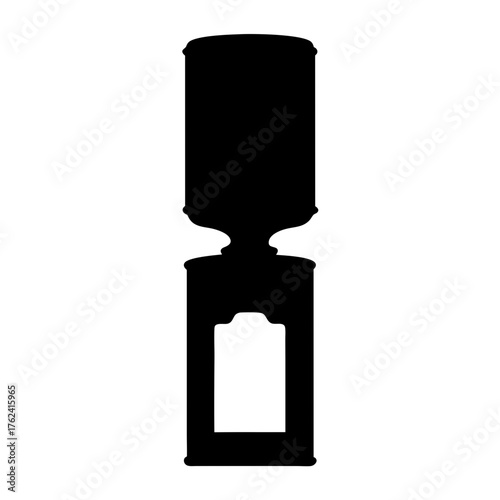 Vector art of silhouette of a water cooler, highlighting its dispenser and tank, commonly found in offices and public spaces