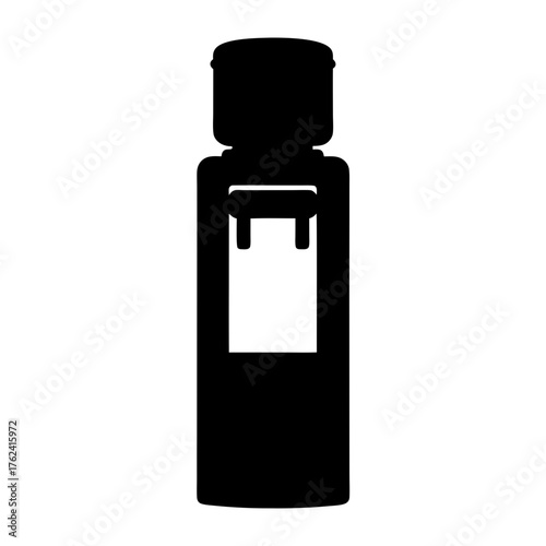 Vector art of silhouette of a compact water cooler, showcasing its modern design and spacesaving features for small offices and homes