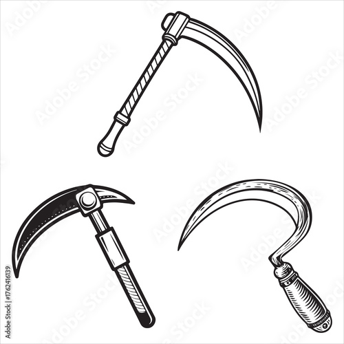 sickle tool line art vector design