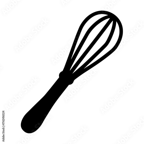 Vector art of silhouette of a whisk, a versatile kitchen tool used for blending ingredients and creating light and airy mixtures