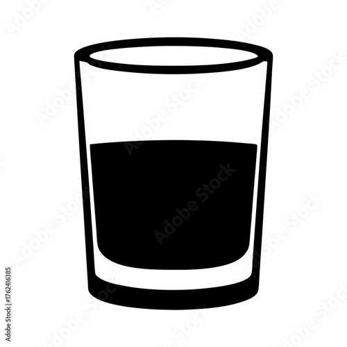 Vector art of simple illustration of a glass with dark liquid, , ideal for representing beverages or liquid contents in various designs