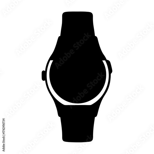Vector art of digital wristwatch with a black screen and a curved band, a modern and sleek accessory for the techsavvy individual