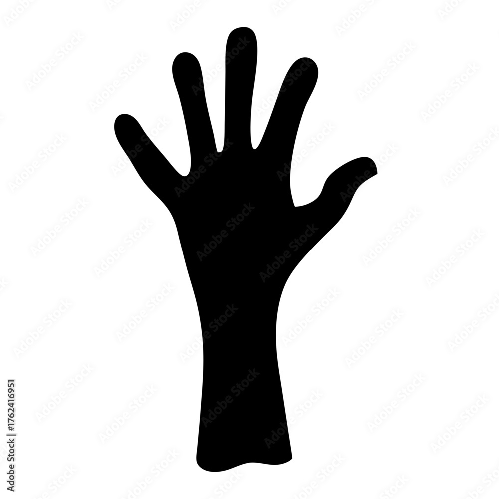 Fototapeta premium Vector art of silhouette of a hand with fingers spread, representing communication, expression, and connection in a simple graphic