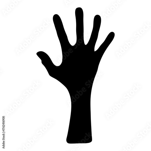 Vector art of a black and white silhouette of a human hand with fingers extended, , creating a simple yet expressive gesture