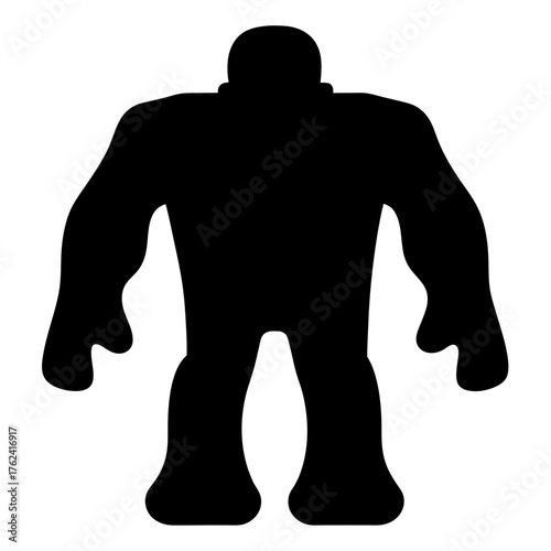 Vector art of silhouette of a muscular humanoid figure, showcasing its powerful build and imposing presence in a simple yet striking design