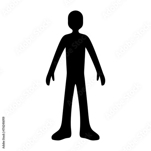 Vector art of silhouette of a person standing, depicting a simple human figure with arms outstretched and legs apart in a minimalist style