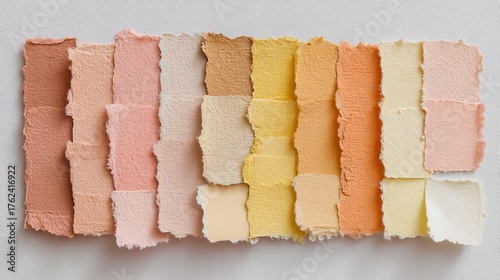 A vibrant array of paint swatches showcasing soft hues and playful tones ready for creative projects