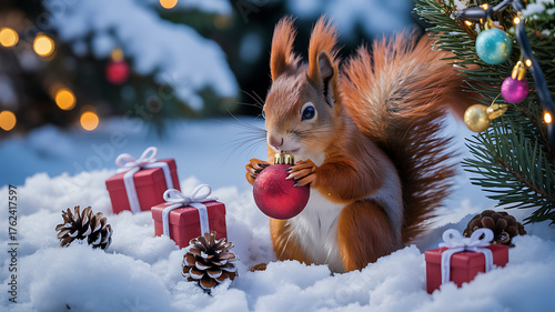 Christmas squeal with gifts