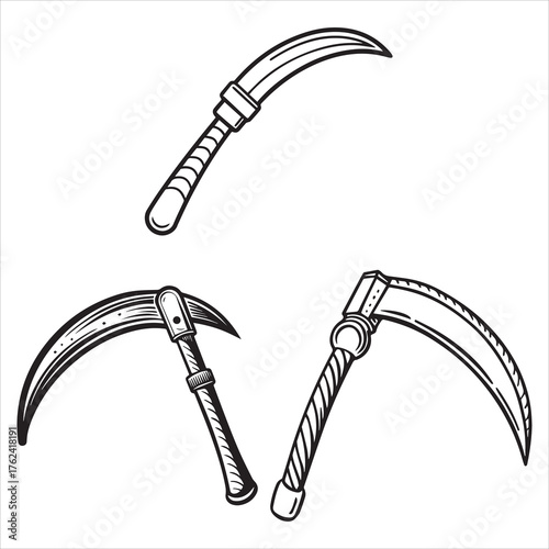 sickle tool line art vector design