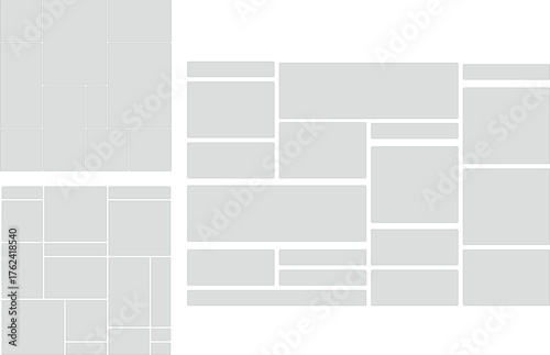 Modern Bento Grid Layout Template . bento box photo frame collage layout. Light mood board mockup horizontal banner. 