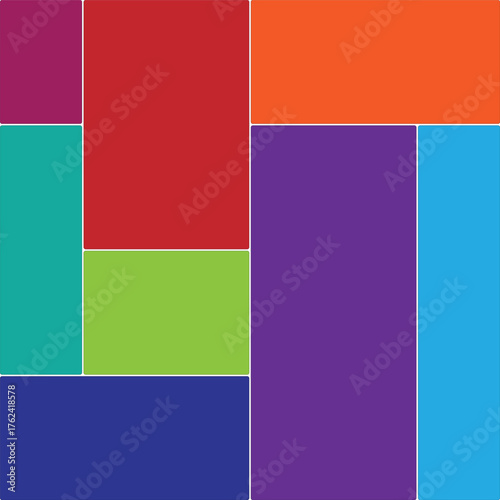 Modern Bento Grid Layout Template . bento box photo frame collage layout. Light mood board mockup horizontal banner. Colorful trendy geometric brick layout collection.