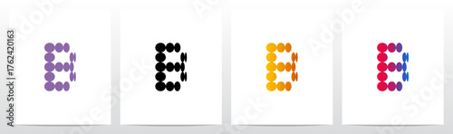 Circles Flat Thinner on Each Row Initial Letter Logo Design B