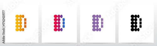 Circles Flat Thinner on Each Row Initial Letter Logo Design D