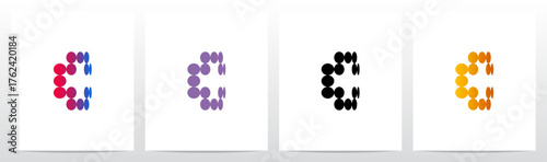 Circles Flat Thinner on Each Row Initial Letter Logo Design C