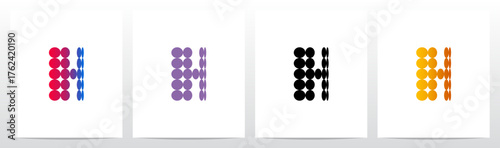 Circles Flat Thinner on Each Row Initial Letter Logo Design H