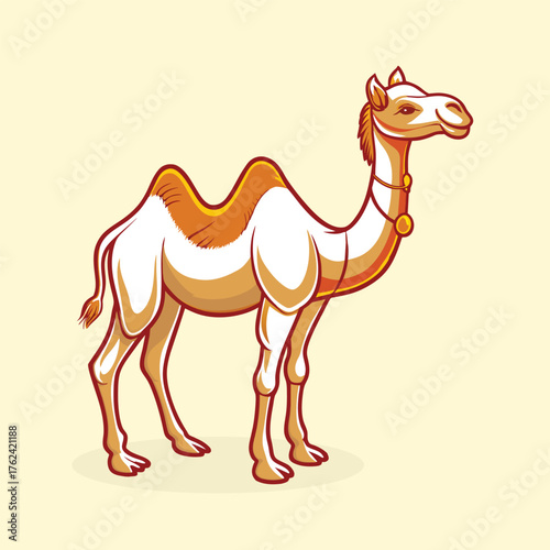 cute arabic white camel cartoon character animal illustration