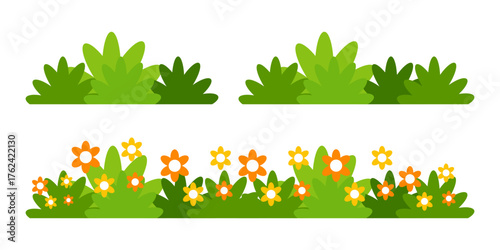 flat grass illustration. green grass in cute cartoon style.