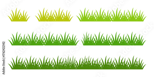 flat grass illustration. green grass in cute cartoon style.