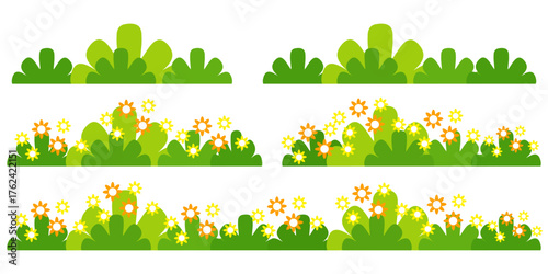 flat grass illustration. green grass in cute cartoon style.