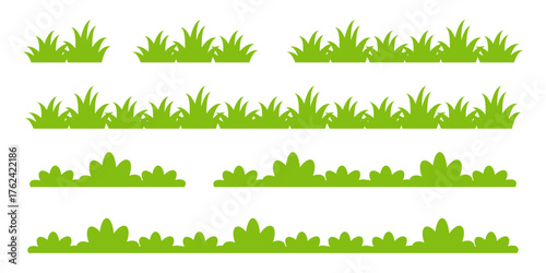 flat grass illustration. green grass in cute cartoon style.